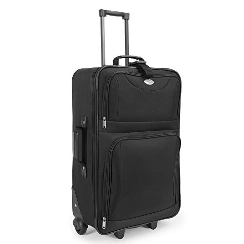 31opbegq30l.jpg **Monzana Trolley Kofferset für Familien mit Rollen und Teleskopgriff - Schwarz** | **Monzana Reisetaschen Set Schwarz