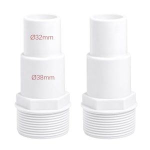 2 Stück Pool Schlauchverbinder, Schlauchtülle, für Weiße Pool Set Ø 32 / 38 mm auf 1,5 Zoll Schlauchstutzen
