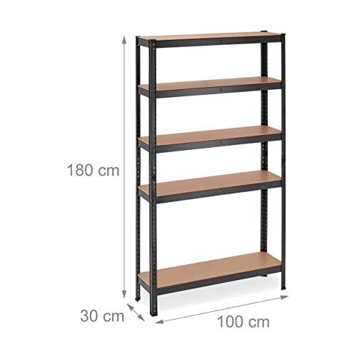 41 6dpsajhl.jpg RelaxdaysSchwerlastregal HBT 180x100x30 cm, 1250 kg Tragkraft, schwarz für Keller und Garage