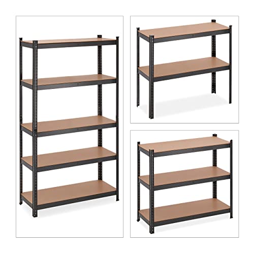 410oqymfldl.jpg Relaxdays Schwerlastregal für Keller und Garage, 5 Ebenen, 1250 kg Tragkraft, Metall Lagerregal, 180x100x41 cm, Schwarz