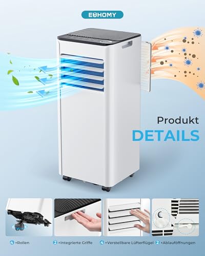 4133wef9obl.jpg Mobile Klimaanlage 9000 BTU mit Abluftschlauch | Leiser Betrieb <48 dB | Für Räume bis 25 m² | Digitaldisplay + Fernbedi