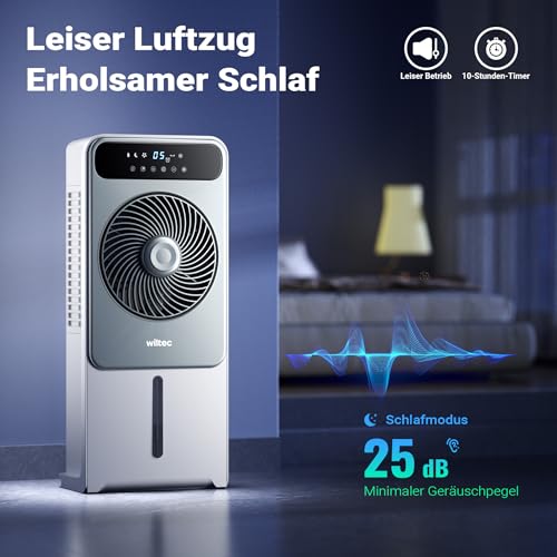 413fa7ykopl.jpg Wiltec Luftkühler 28 W mit Wasserkühlung - mobiler Air Cooler für Outdoor-Verwendung mit Fernbedienung und 12 Geschwindi