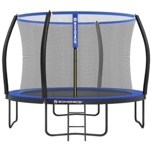 SONGMICS Outdoor Trampolin für Kinder mit Sicherheitsnetz und gepolsterten Stangen | SONGMICS Rundes Gartentrampolin Ø