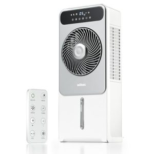 Wiltec Luftkühler 28 W mit Wasserkühlung - mobiler Air Cooler für Outdoor-Verwendung mit Fernbedienung und 12 Geschwindi