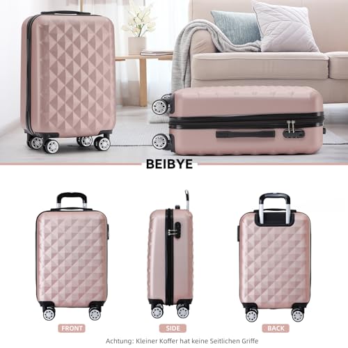 419pfniej3l.jpg BEIBYE Zwillingsrollen Reisekoffer Rosa Gold M (Hartschale, M-L-XL-Set)