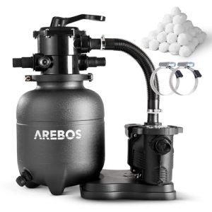 Arebos Sandfilteranlage mit Pumpe inkl. 600g Filterbälle | 350W | 9500 L/h | Schwarz | für Poolbereinigung | mit Druckma