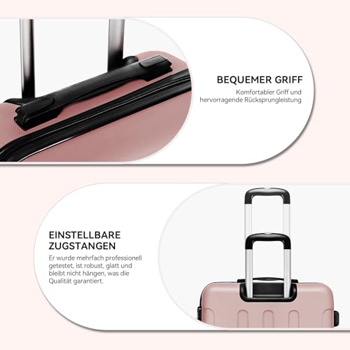 41dbbtmzjpl.jpg BEIBYE XL Hartschalen-Koffer Trolley Rollkoffer für Reisen (Rosa Gold)