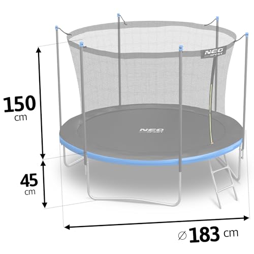 41dqcnevffl.jpg Neo-Sport Trampolin Outdoor für Kinder mit Sicherheitsnetz, Innen-Leiter und gepolsterten Stangen, witterfest und rostfr