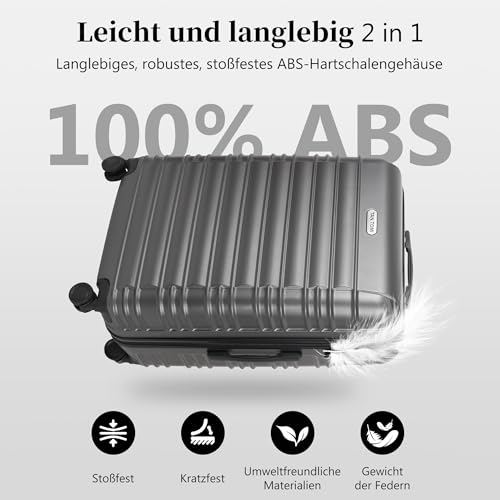 41e4ua8fpvl.jpg MoFut Hartschalen-Handgepäck Koffer – Reisekoffer mit 4 Drehbaren Rollen (360°) und 3 Stelige-Zahlenschloss (XL, 95L, Du