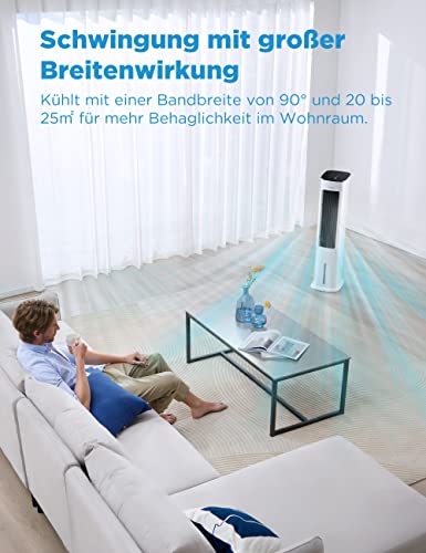 41fa8bqcgel.jpg Midea 4-in-1 Mobile Klimaanlage ohne Abluftschlauch | Turmventilator mit Wasserkühlung & Luftbefeuchter | 55W Luftkühler