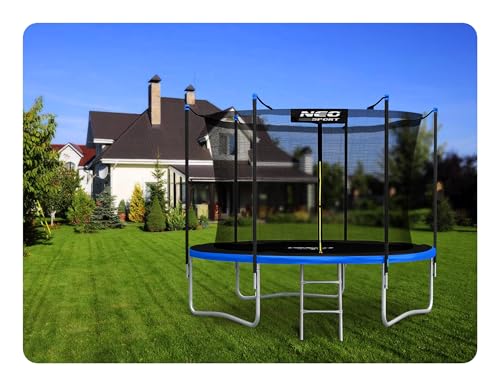 41gvo3pvwwl.jpg Neo-Sport Trampolin Outdoor für Kinder mit Sicherheitsnetz, Innen-Leiter und gepolsterten Stangen, witterfest und rostfr