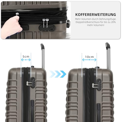 41h6tj06cvl.jpg BEIBYE Hartschalen Koffer Trolley - Perfekt für Familienreisen mit Zwillingsrollen (Coffee, Set)