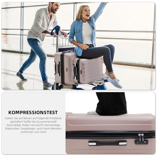 41i2qxoylxl.jpg BEIBYE TSA-Schloß Reisekoffer mit Gepäckrollen Lange Größe Rosa Gold