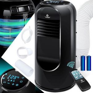 KESSER® Klimaanlage Mobil Schwarz - Kühlen, Luftentfeuchten, Lüften, Ventilator 9000 BTU/h, Klima, Fernbedienung und Tim
