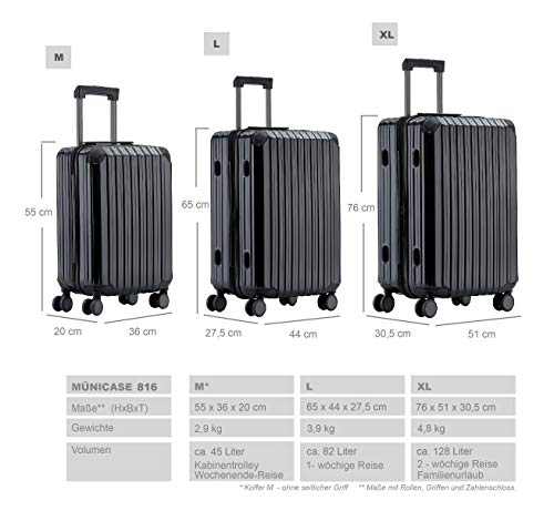 41irln6fnpl.jpg Münicase M816 TSA-Schloss Reisekoffer für Business Reisen mit Hardschale und Boardcase (Schwarz, Mittler Koffer, 65x45x2