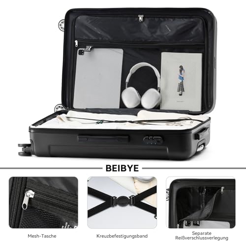 41ibqh9xlml.jpg BEIBYE Hartschalen-Koffer Trolley Reisekoffer Schwarz (L) BEIBYE Hartschalen-Koffer 4 Rollen Handgepäck M-L-XL-Set (Sc