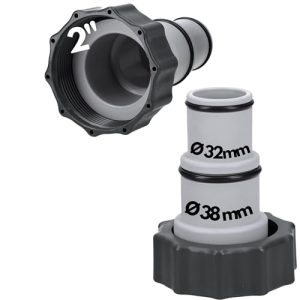 Kalitec Pool Adapter A - Schlauchadapter für Pool 38mm und 32mm - Ideal für Schwimmbadpflegearbeit - Hohe Festigkeit und
