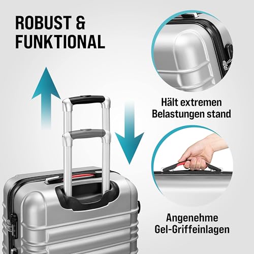 41jypnp unl.jpg Monzana 4tlg Kofferset Schließfunktions Organisator Silber S-M-L-XL Reisekoffer Hartschale