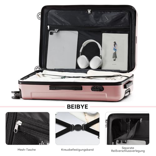 41kky5rl.jpg BEIBYE XL Hartschalen-Koffer Trolley Rollkoffer für Reisen (Rosa Gold)
