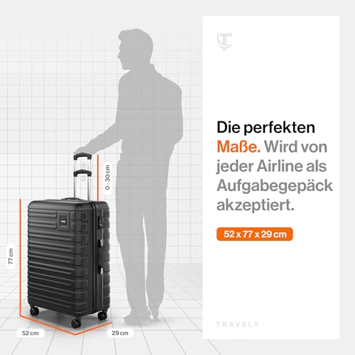 41ldph6xo9l.jpg Travely Polycarbonat Reisekoffer Groß 77cm XL - Robust & Verlässig für Geschäftsreisen und Ferien - Sanfte Rollen, TSA S