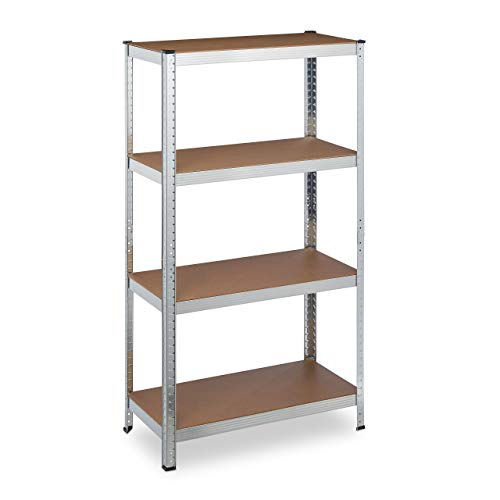 41mkhanbb1l.jpg Relaxdays verzinktes Schwerlastregal 280kg Traglast, 157x80x40 cm, 4 Böden, zum Stecken, Stahl, Silber, Lagerung in Kell