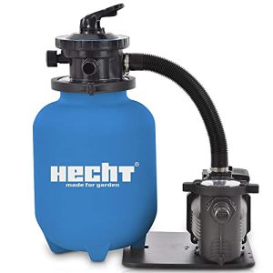HECHT 11.000 Liter Sandfilteranlage für Pool – Reinigungspumpe mit Vorfilter – Idealer Sandfilter für Gartenpools – 7-We