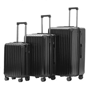 Münicase M816 TSA-Schloss Hardschale Koffer für Reisekoffer und Trolley (Schwarz, 3 tlg. Kofferset, spezielle Sicherheit