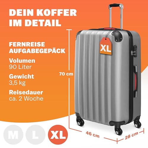 41re68ojb7l.jpg Monzana Reisekoffer ABS Hard Case SilberXL Teleskopgriff Zahlenschloss Kantenschutz