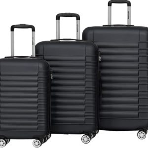 TRVLMORE Reisekoffer Set - Hartschalenkoffer 3 Stück - Schwarz, Ideal für Familien, Urlaubsreise-Sets