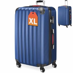 Monzana Hard Case Handgepäck XL Blau Reisekoffer Zahlenschloss Kantenschutz 4 Rollen Teleskopgriff