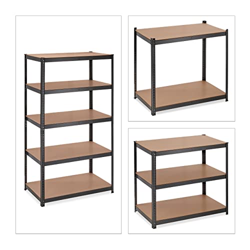 41us3qfsrul.jpg Relaxdays Schwerlastregal, 1250 kg Traglast, 5 Böden, für Keller und Garage, robustes Stahlregal in Schwarz, HxBxT: 180x