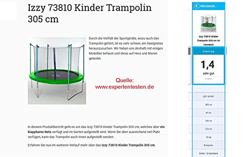 41vkkbiolgl.jpg Trampolin 305 cm mit Sicherheitsnetz für Kinder Tragkraft 150 kg, 60 Ösen, 5 Beine, höchste Sicherheit, Komplett-Set, ge