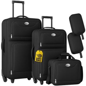 Heim **Monzana Trolley Kofferset für Familien mit Rollen und Teleskopgriff - Schwarz** | **Monzana Reisetaschen Set Schwarz