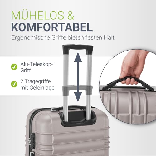 41vqvegoil.jpg Juskys Hartschale Kofferset Reisekoffer - leicht, geräuscharme 360° Rollen, Zahlenschloss, Champagner | Juskys Reisekof