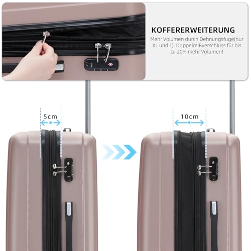41ykzzgm9ml.jpg BEIBYE TSA-Schloß Reisekoffer mit Gepäckrollen Lange Größe Rosa Gold