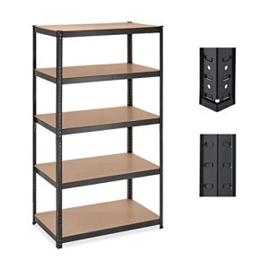 Relaxdays Schwerlastregal, 1250 kg Traglast, 5 Böden, für Keller und Garage, robustes Stahlregal in Schwarz, HxBxT: 180x