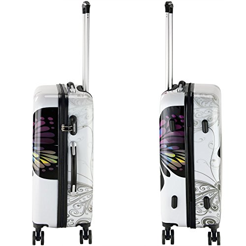 41zpr0mxol.jpg Monzana Hartschalenkoffer Set Butterfly Basic Reisekoffer Trolley Koffer ABS Zwillingsrolle Alu-Teleskopgriff Schloss -