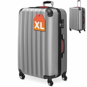 Monzana Reisekoffer ABS Hard Case SilberXL Teleskopgriff Zahlenschloss Kantenschutz