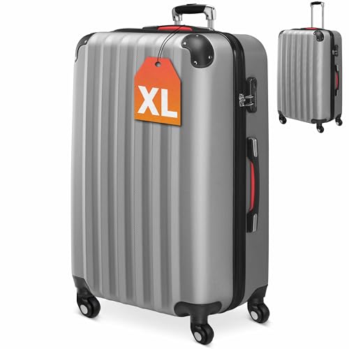 41zjxb3or4l.jpg Monzana Reisekoffer ABS Hard Case SilberXL Teleskopgriff Zahlenschloss Kantenschutz