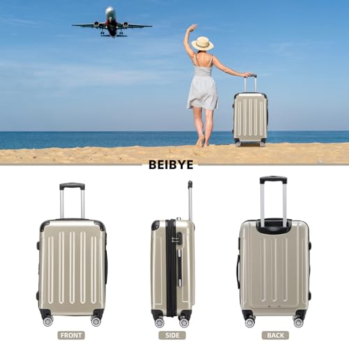 41a21ujh5tl.jpg BEIBYE Zwillingsrollen Reisekoffer in Champagner Größe L Perfect für Familienreisen und Urlauber