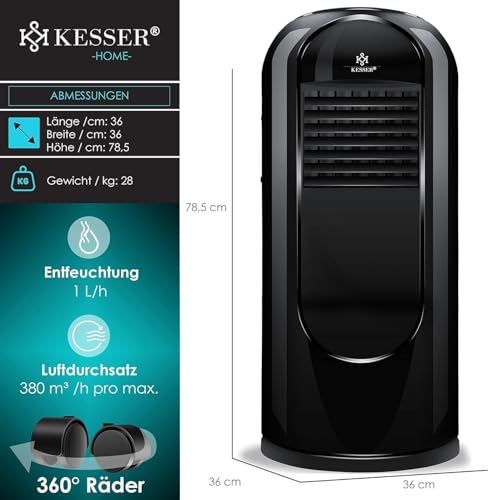 41c3fmzhgtl.jpg KESSER® Klimaanlage Mobil Schwarz - Kühlen, Luftentfeuchten, Lüften, Ventilator 9000 BTU/h, Klima, Fernbedienung und Tim