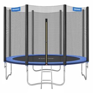 Heim SONGMICS Outdoor-Trampolin, rundes Sicherheitsnetz-Trampolin für Kinder und Erwachsene, mit Leiter und gepolsterten Stan