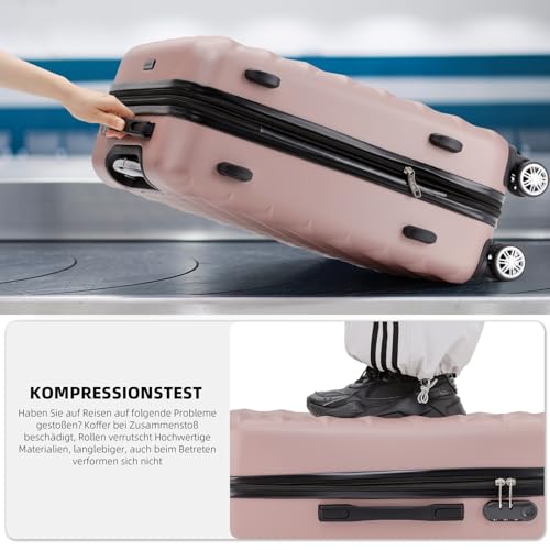 41duwcudal.jpg BEIBYE Zwillingsrollen Reisekoffer Rosa Gold M (Hartschale, M-L-XL-Set)