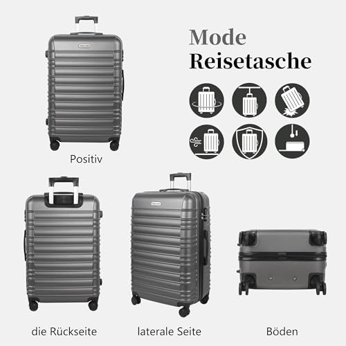 41eacxk0a0l.jpg MoFut Hartschalen-Handgepäck Koffer – Reisekoffer mit 4 Drehbaren Rollen (360°) und 3 Stelige-Zahlenschloss (XL, 95L, Du