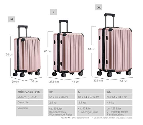 41fcqg9z1hl.jpg Münicase M816 TSA-Schloß Rosagold Kleiner Koffer Boardcase Handgepäck Hardschale Reisekoffer