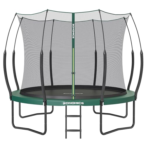 41i2uxh5qll.jpg SONGMICS Safes Federloses Trampolin für Kinder Outdoor, elastische Seile & Sicherheitsnetz, Ø 244/305/366 cm, geräuschar