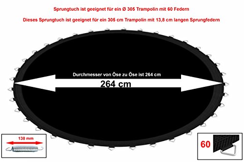 41itexq91vl.jpg Trampolin 305 cm mit Sicherheitsnetz für Kinder Tragkraft 150 kg, 60 Ösen, 5 Beine, höchste Sicherheit, Komplett-Set, ge