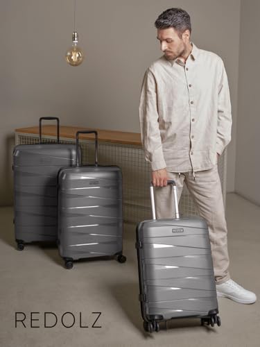 41j12xpf31l.jpg REDOLZ Hartschalen Check-in Koffer | Großer XL Trolley mit 4 Doppelrollen & TSA-Schloß | Ideal für Familienreisen & Urla
