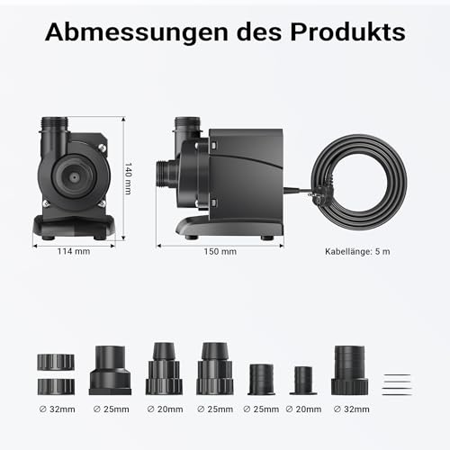 41kohu32i3l.jpg SunSun CPP-6000 Schwimmbadpumpe: 6000l/h Leistung, 40W Energieeffizienz, Ideal für Familien,Outdoor-Bereinigung