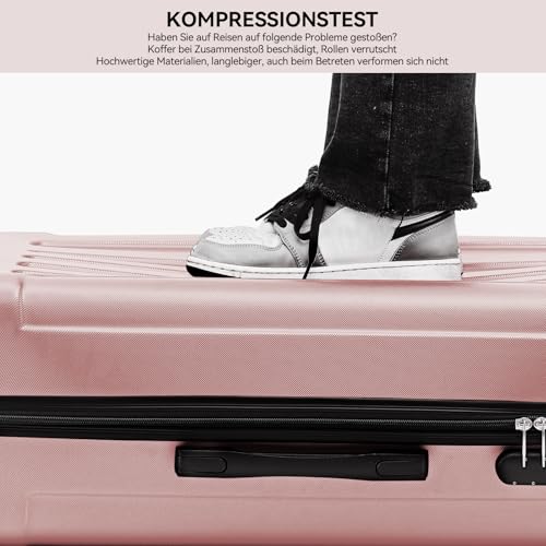 41nplnxlt2l.jpg BEIBYE XL Hartschalen-Koffer Trolley Rollkoffer für Reisen (Rosa Gold)